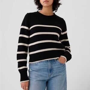 Gap Blue and White Shrunken Roll Neck Sweater